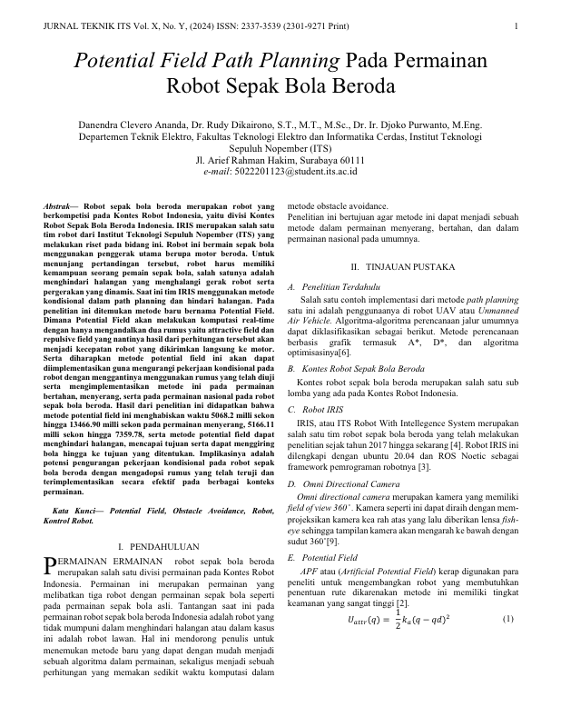 Potential Field Path Planning Pada Permainan Robot Sepak Bola Beroda